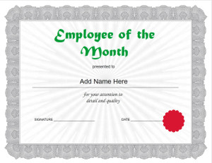 Use iClicknPrint to create Empoyee Of the Month Certificate Template.