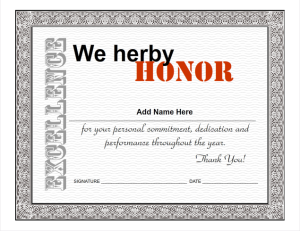 Use iClicknPrint to create custom certificate templates. Excellence Award College certificate.